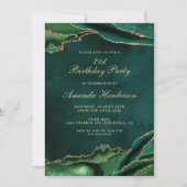 エメラルドグリーンと金ゴールドアゲートマーブル 招待状 (正面)