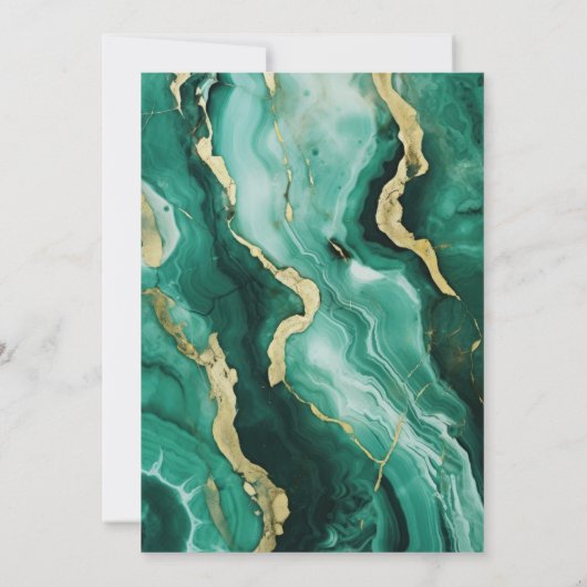 エメラルドグリーンと金ゴールドアゲート60誕生日 招待状 (裏面)