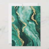 エメラルドグリーンと金ゴールドアゲート70誕生日 招待状 (裏面)