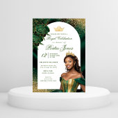エメラルドグリーンと金ゴールドアーチ誕生日招待状 招待状