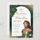 エメラルドグリーンと金ゴールドアーチ誕生日招待状 招待状 (正面)