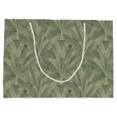 エメラルドグリーンと金ゴールドアールデコパターン ラージペーパーバッグ (裏面)