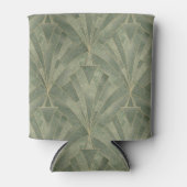 エメラルドグリーンと金ゴールドアールデコパターン 缶クーラー (正面)