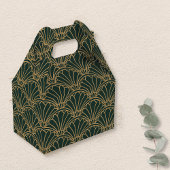 エメラルドグリーンと金ゴールドアールデコファンフラワーモチーフ フェイバーボックス