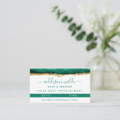 エメラルドグリーンと金ゴールドウォーターのカラーアポイントメントカード 予約カード (スタンド正面)