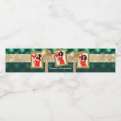 エメラルドグリーンと金ゴールドウォーターラベル(写真付き) ペットボトルラベル (シングルラベル)