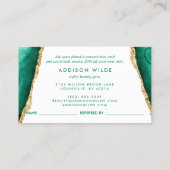 エメラルドグリーンと金ゴールドエレガントの水彩 紹介カード (裏面)