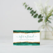 エメラルドグリーンと金ゴールドエレガントの水彩 紹介カード (スタンド正面)