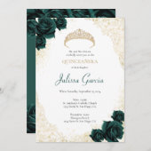 エメラルドグリーンと金ゴールドキンセアニェラ招待状 招待状 (正面/裏面)
