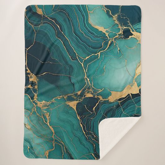 エメラルドグリーンと金ゴールドシェルパブランケットブリス シェルパブランケット (正面)