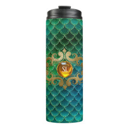 エメラルドグリーンと金ゴールドジェムストーンマーメイドはかりで測 タンブラー