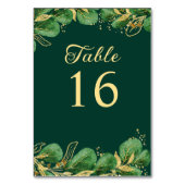 エメラルドグリーンと金ゴールドジュエル結婚トーン テーブルナンバー (裏面)