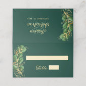 エメラルドグリーンと金ゴールドジュエル結婚トーン プレイスカード (外部開封)