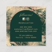 エメラルドグリーンと金ゴールドテクスチャ名刺 スクエア名刺 (裏面)