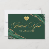 エメラルドグリーンと金ゴールドビジネスサンキューカード サンキューカード (正面)
