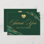 エメラルドグリーンと金ゴールドビジネスサンキューカード サンキューカード (正面/裏面)