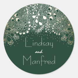 エメラルドグリーンと金ゴールドフィリ結婚グリー ラウンドシール