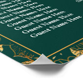エメラルドグリーンと金ゴールドフローラのシーティングチャート12表 ポスター (角)