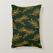 エメラルドグリーンと金ゴールドフローラスプリングルンバー アクセントクッション (正面(垂直))