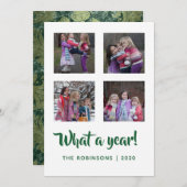 エメラルドグリーンと金ゴールドベルベットダマスクリスマス シーズンカード (正面/裏面)