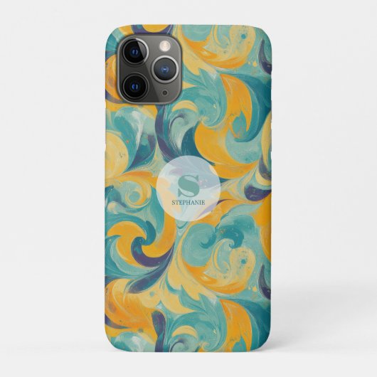 エメラルドグリーンと金ゴールドペイズリーインスパイア-抽象芸術 Case-Mate iPhoneケース (裏)