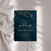 エメラルドグリーンと金ゴールドボタニカルエレガントな結婚式 招待状