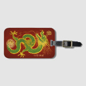 エメラルドグリーンと金ゴールドラッキー月龍 ラゲッジタグ (正面横)