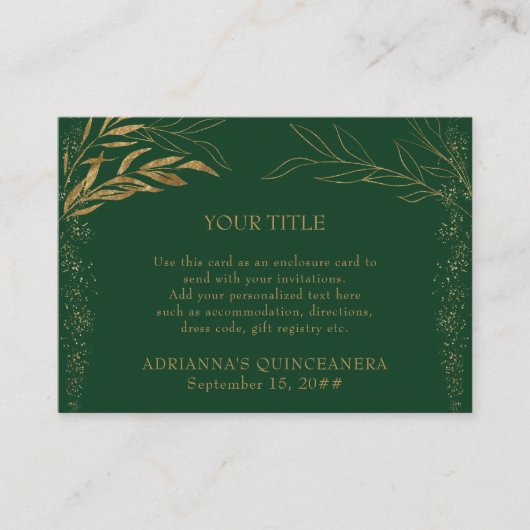 エメラルドグリーンと金ゴールドリーフカスタムエンクロージャ エンクロージャーカード (正面)