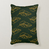 エメラルドグリーンと金ゴールドリーフランバー装飾用クッション アクセントクッション (正面(垂直))