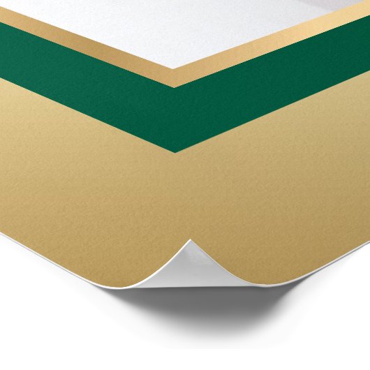 エメラルドグリーンと金ゴールド写真結婚のウェルカムサイン ポスター (角)