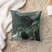エメラルドグリーンと金ゴールド大理石、大理石背景 クッション (ブランケット)