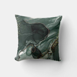 エメラルドグリーンと金ゴールド大理石、大理石背景 クッション