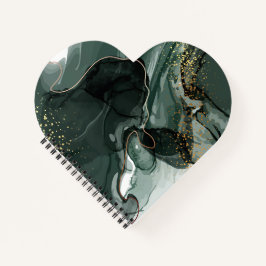 エメラルドグリーンと金ゴールド大理石、大理石背景 ノートブック