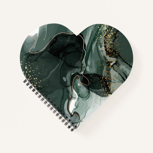 エメラルドグリーンと金ゴールド大理石、大理石背景 ノートブック (正面)