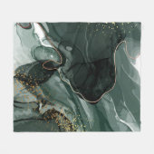 エメラルドグリーンと金ゴールド大理石、大理石背景 フリースブランケット (正面(横))