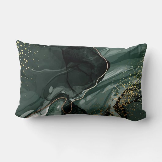 エメラルドグリーンと金ゴールド大理石、大理石背景 ランバークッション (裏面)