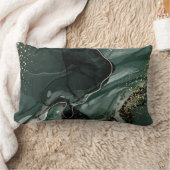 エメラルドグリーンと金ゴールド大理石、大理石背景 ランバークッション (ブランケット)