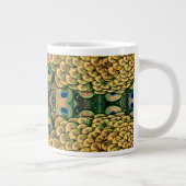 エメラルドグリーンと金ゴールド孔雀の羽根 ジャンボコーヒーマグカップ (右)