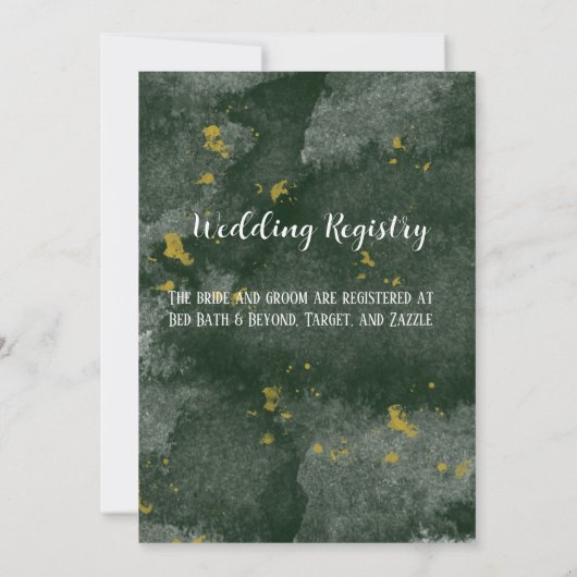 エメラルドグリーンと金ゴールド幾何学的カップルのシャワー 招待状 (裏面)