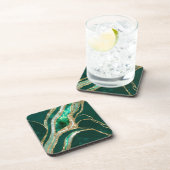エメラルドグリーンと金ゴールド抽象芸術 コースター (右側)