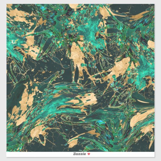 エメラルドグリーンと金ゴールド抽象芸術 シール (シート)