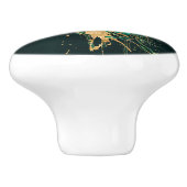 エメラルドグリーンと金ゴールド抽象芸術 セラミックノブ (側面)