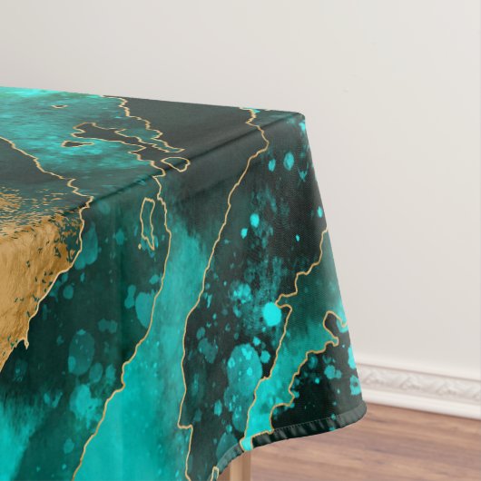 エメラルドグリーンと金ゴールド抽象芸術 テーブルクロス (インサイチュ)