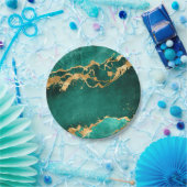 エメラルドグリーンと金ゴールド抽象芸術 ペーパープレート (パーティー)