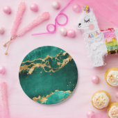 エメラルドグリーンと金ゴールド抽象芸術 ペーパープレート (パーティー)