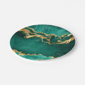 エメラルドグリーンと金ゴールド抽象芸術 ペーパープレート (アングル)