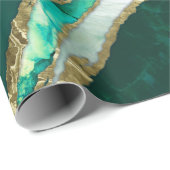 エメラルドグリーンと金ゴールド抽象芸術 ラッピングペーパー (ロールコーナー)