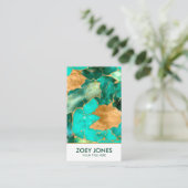 エメラルドグリーンと金ゴールド抽象芸術 名刺 (スタンド正面)