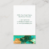 エメラルドグリーンと金ゴールド抽象芸術 名刺 (裏面)