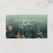 エメラルドグリーンと金ゴールド抽象芸術 名刺 (正面)